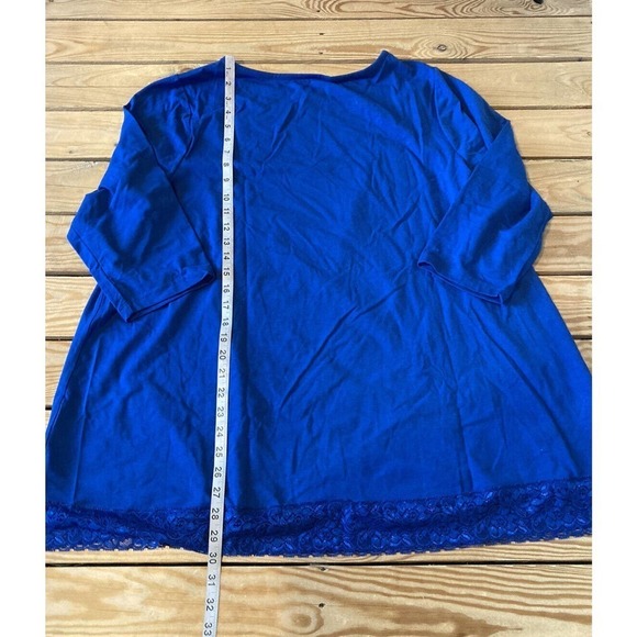NEW D&Co Lace Hem Jersey Boatneck Tunic Size XL Women’s Blue - Picture 5 of 8